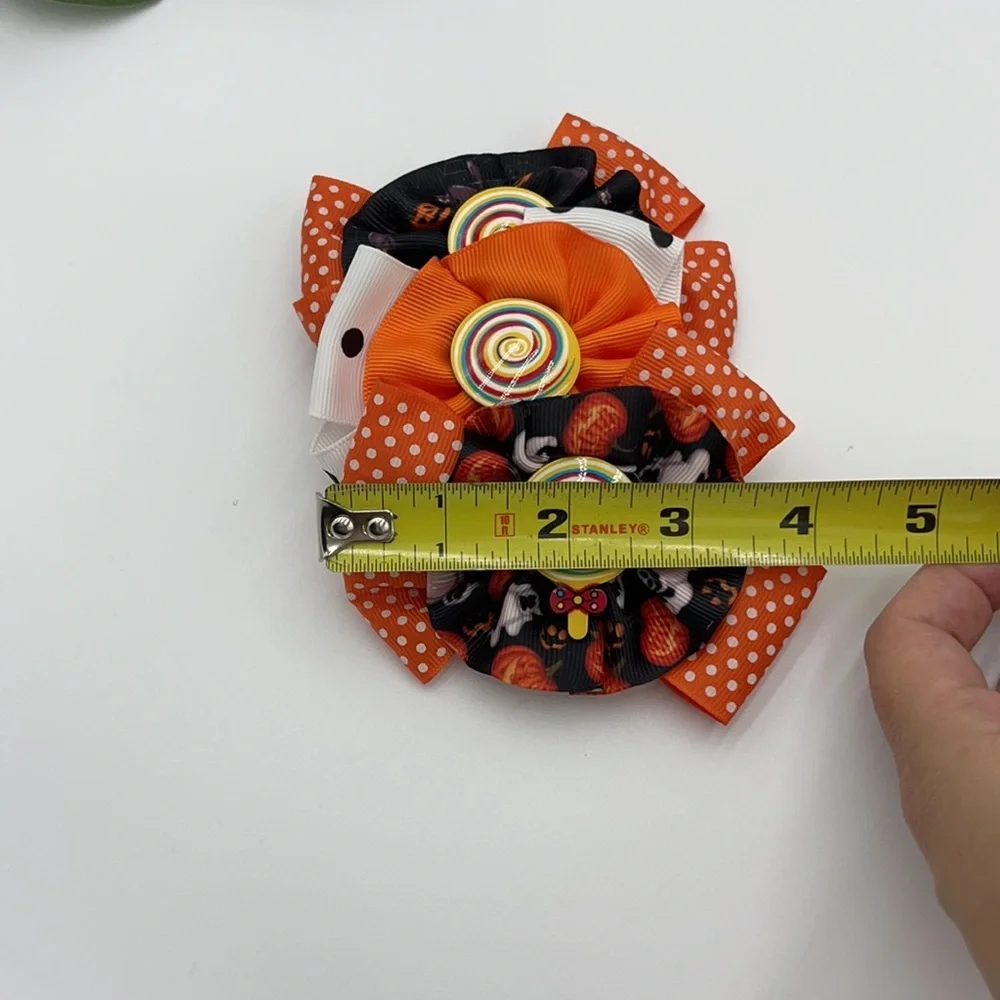 HALLOWEEN BABY GIRL SWIRL HAIR CLIPS POLKA DOT